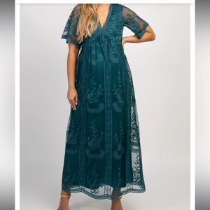 PINKBLUSH Maternity Maxi Dress Turquoise Lace